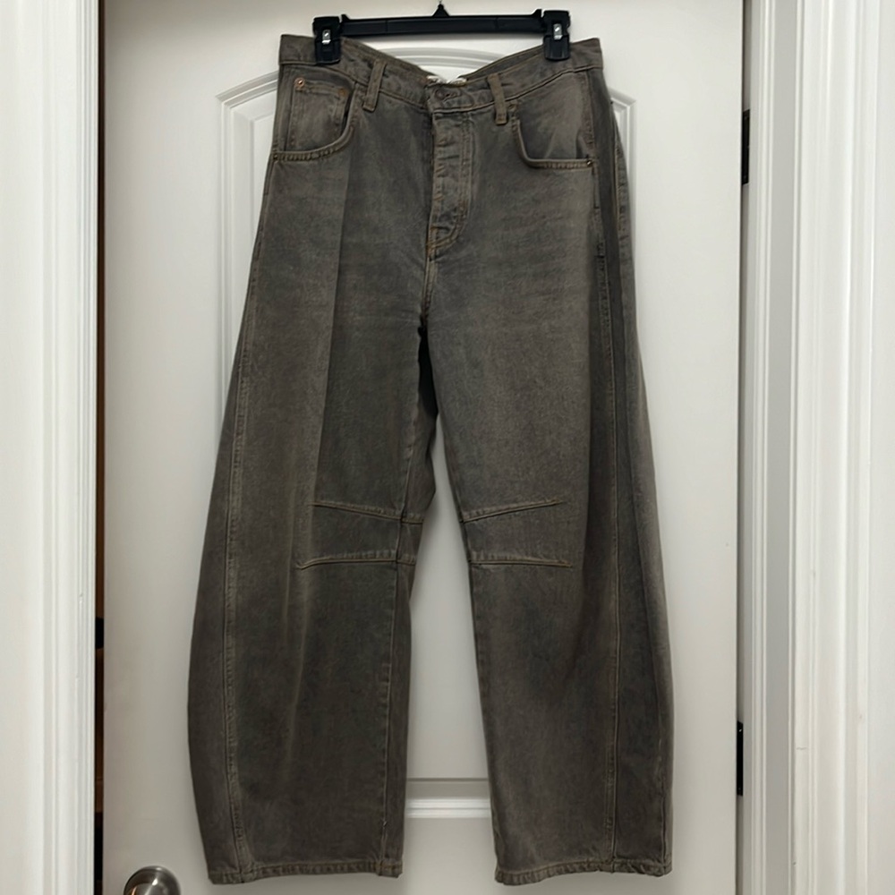Free People Lucky You Mid-Rise Barrel Jeans 27